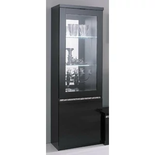 Fekete vitrines szekrény LED-világítással, 1 ajtós – LM Roma Cromo Day