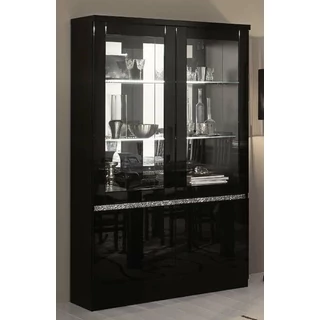 LM Roma Cromo Day 2-doors display cabinet with LED-lighting - black