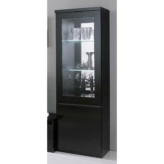 Fekete vitrines szekrény LED-világítással, 1 ajtós – LM Roma Day