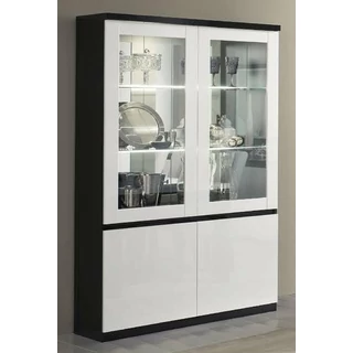 LM Roma Day 2-doors display cabinet with LED-lighting - black-white