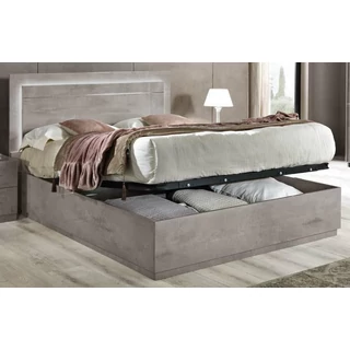 LM Star Double bedstead with bedding container - 160 cm, grey marble