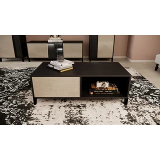 Bézs-sötétbarna dohányzóasztal, polcos – LM Venus Day