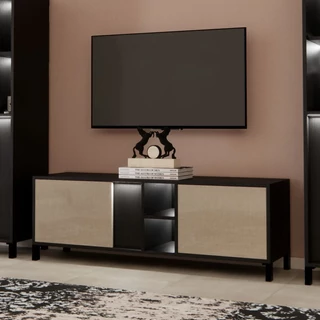 Bézs-sötétbarna TV-szekrény LED-világítással – LM Venus Day