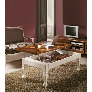 Dohányzóasztal felnyitható asztallappal, lóheremintás intarziával, 130x70 cm – Morello 3382