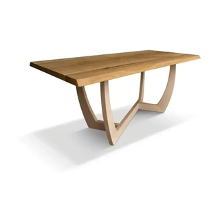 Étkezőasztal, csomós tölgy asztallappal, kőrisfa lábakkal, természetes szegéllyel, 160x90 cm – Morello 2243