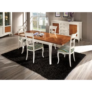 Étkezőasztal, bővíthető, virágmintás intarziával – Morello 2292