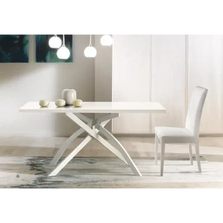 Étkezőasztal fehér fém lábakkal, egyenes szegéllyel, 160x90 cm – Morello 2234