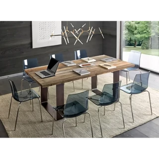 Étkezőasztal fém lábakkal, tömör éger, szürkésen antikolt – Morello 2219