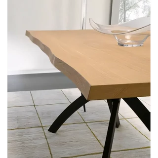 Étkezőasztal fém lábakkal, természetes szegéllyel, 160x90 cm – Morello 2226