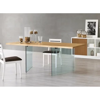 Étkezőasztal üveglábakkal, természetes szegéllyel, 160x90 cm – Morello 2206