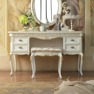 Fésülködő asztal 4 fiókkal, faragott díszítéssel – Morello 3650