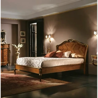 Franciaágy-keret, intarziás, faragott díszítéssel – Morello 4581