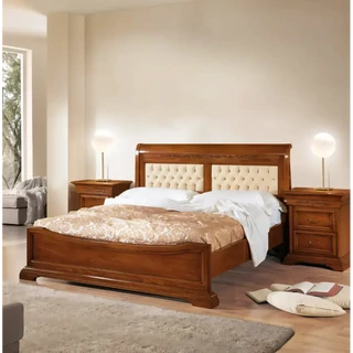 Franciaágy-keret kárpitozott, faragott díszítésű fejvéggel – Morello 4609