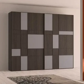 Gardróbszekrény, 2 tolóajtós, skót dizájnnal – Morello Tartan 3981