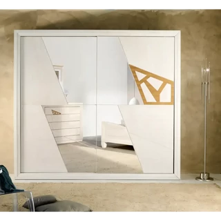 Gardróbszekrény, 2 tolóajtós, tükrös ajtókkal, háromszöges mintával – Morello 4005