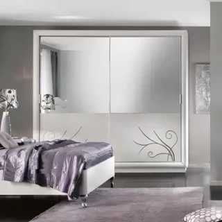 Gardróbszekrény, 2 tolóajtós, tükrös ajtókkal, domború (relief) díszítéssel – Morello 4060