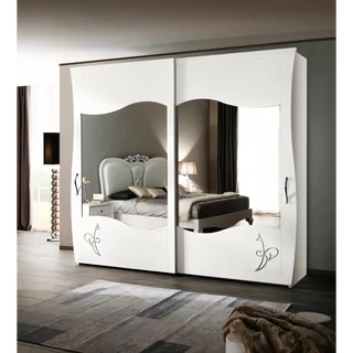 Gardróbszekrény, 2 tolóajtós, tükrös ajtókkal, díszítéssel – Morello 4122