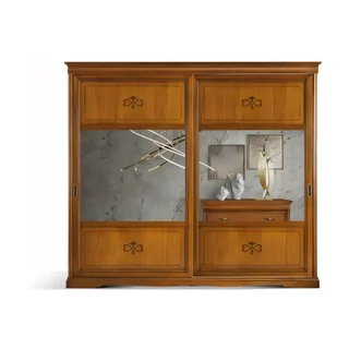 Gardróbszekrény, 2 tolóajtós, tükrös ajtókkal, faragott díszítéssel – Morello 4178.S