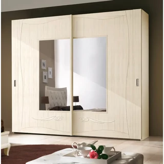 Gardróbszekrény, 2 tolóajtós, tükrös ajtókkal, díszítéssel – Morello 4215