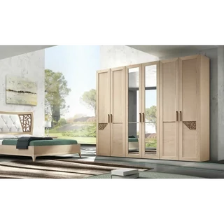 Gardróbszekrény, 6 ajtós, 2 tükrös ajtóval, áttört díszítéssel – Morello 4535