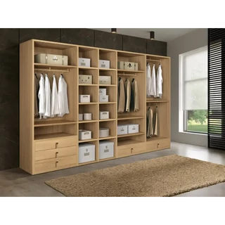 Gardróbszoba zárt oldalakkal és zárt hátsó résszel, fiókokkal, kőrisfából – Morello 4461