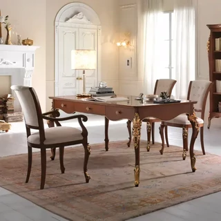 Íróasztal 3 fiókkal, faragott díszítéssel – Morello 3860