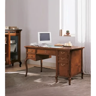 Íróasztal PC-tartó szekrénnyel, 4 fiókkal, műbőr asztallappal – Morello Settecento 3919