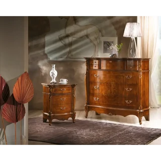 Komód 2 db éjjeliszekrénnyel, intarziás – Morello 4332