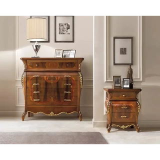 Komód 2 db éjjeliszekrénnyel, intarziás – Morello 4334