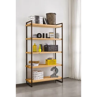 Könyvespolc 5 polccal, nyitott, fémszerkezetes, 120 cm széles – Morello 3009