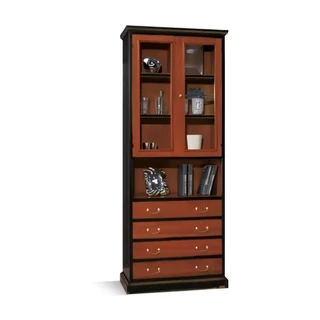 Könyvespolc elem 4 polccal, 2 üvegajtós (3/4), 4 fiókkal – Morello 2901