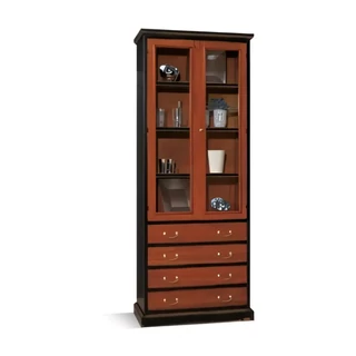 Könyvespolc elem 4 polccal, 2 üvegajtós (4/4), 4 fiókkal – Morello 2902