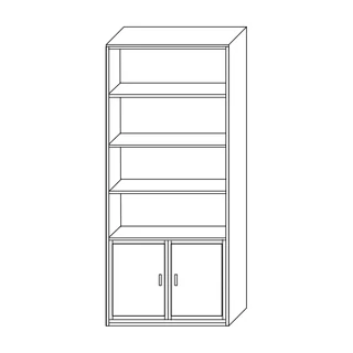 Könyvespolc elem 4 polccal, 2 ajtós alsó tárolórésszel – Morello 2908
