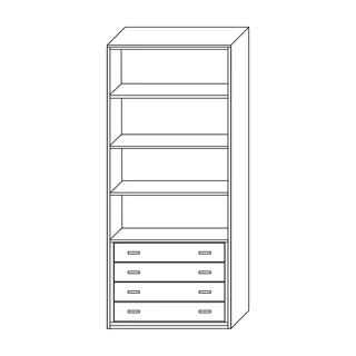 Könyvespolc elem 4 polccal, 4 fiókkal – Morello 2910