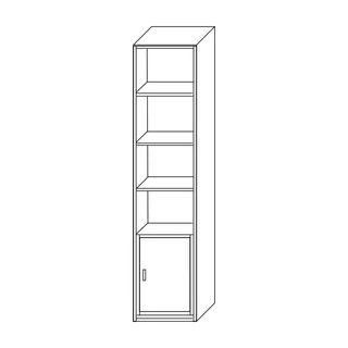 Könyvespolc elem 4 polccal, 1 ajtós alsó tárolórésszel – Morello 2915