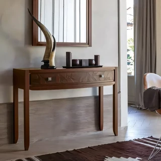 Konzolasztal 1 fiókkal, levélmintás díszítéssel – Morello 3688