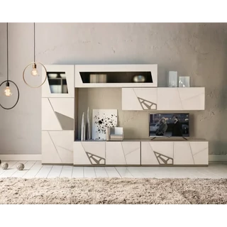 Moduláris nappali szekrénysor geometrikus mintás dekorációval – Morello Pietro 3109