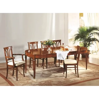 Ovális étkezőasztal, bővíthető, sárgaréz díszítéssel, cseresznye – Morello 2327