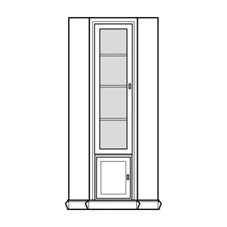 Polcos sarokelem 4 polccal, 1 tejüveg ajtós (4/4), 1 ajtós alsó tárolórésszel – Morello 2884