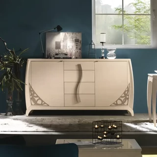 Tálalószekrény, 2 ajtós, 4 fiókkal, áttört díszítéssel – Morello 2020