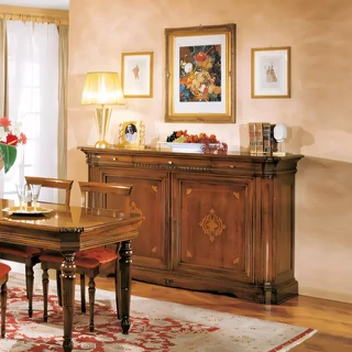 Tálalószekrény, 2 ajtós, 3 fiókkal, intarziás – Morello 2123