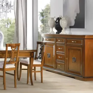 Tálalószekrény, 2 ajtós, 6 fiókkal, faragott díszítéssel – Morello 2131