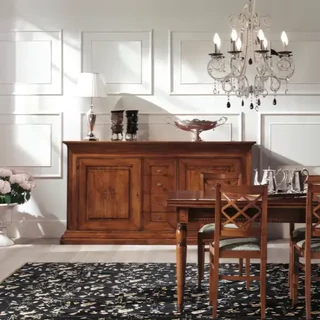 Tálalószekrény, 2 ajtós, 4 fiókkal, faragott díszítéssel – Morello 2136