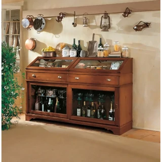 Tálalószekrény, 2 tolóajtós, 2 felnyitható üvegajtóval, 2 fiókkal – Morello 2797