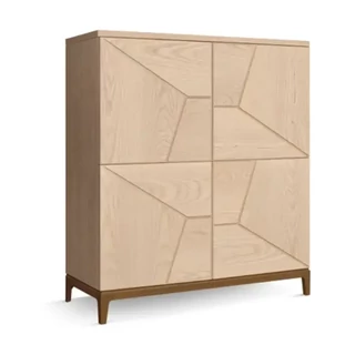 Tálalószekrény, négyzet alakú, 4 ajtós, 58 cm mély, geometrikus díszítéssel, egyenes lábakkal – Morello 2835