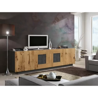 Tálalószekrény, 4 ajtós, körmintás díszítéssel, zárt, pormentes talppal – Morello 2839