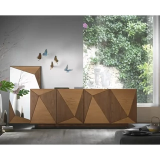 Tálalószekrény, 4 ajtós, háromszöges mintával, zárt, pormentes talppal – Morello 2840