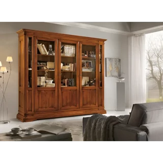 Vitrines könyvszekrény, 3 ajtós, fa polcokkal és oldalakkal – Morello 2929