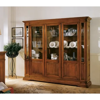 Vitrines könyvszekrény, 3 ajtós, üvegpolcokkal és üveg oldalakkal – Morello 2930