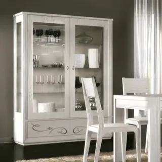 Vitrines szekrény, 2 ajtós, 2 fiókkal, díszített – Morello 2070